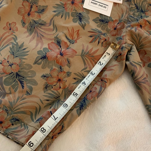 Denim & Flower Men's Floral Chino Shorts - Tan with Green & Orange Accents - Picture 10 of 12